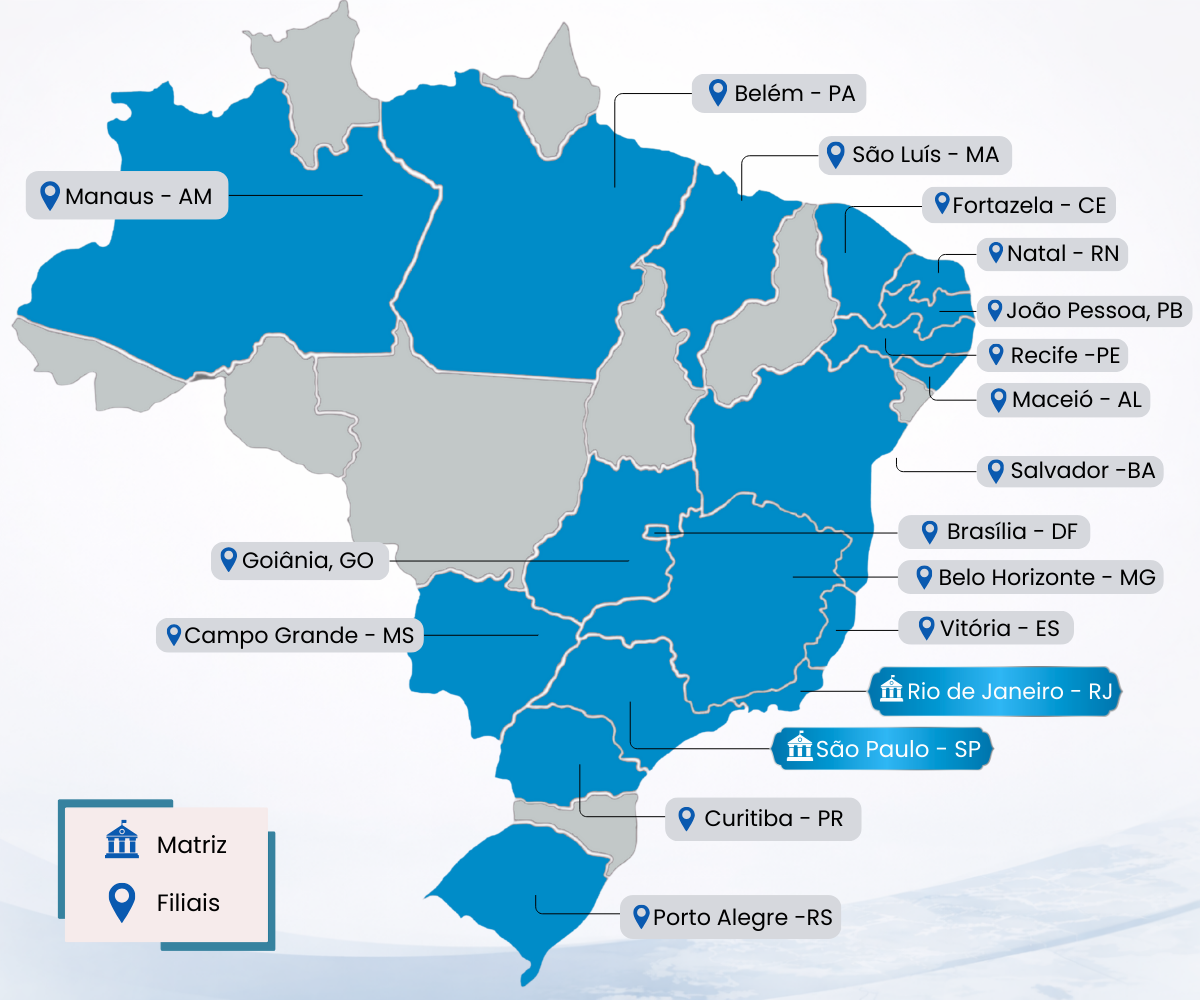 Mapa de presença do Grupo Manzela no Brasil